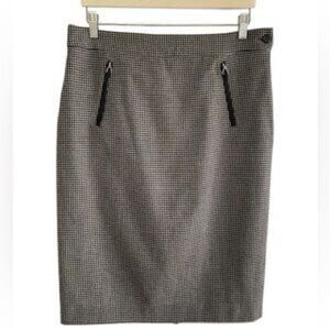 Ralph Lauren Green Label Houndstooth black and white Wool Pencil Skirt Size 10